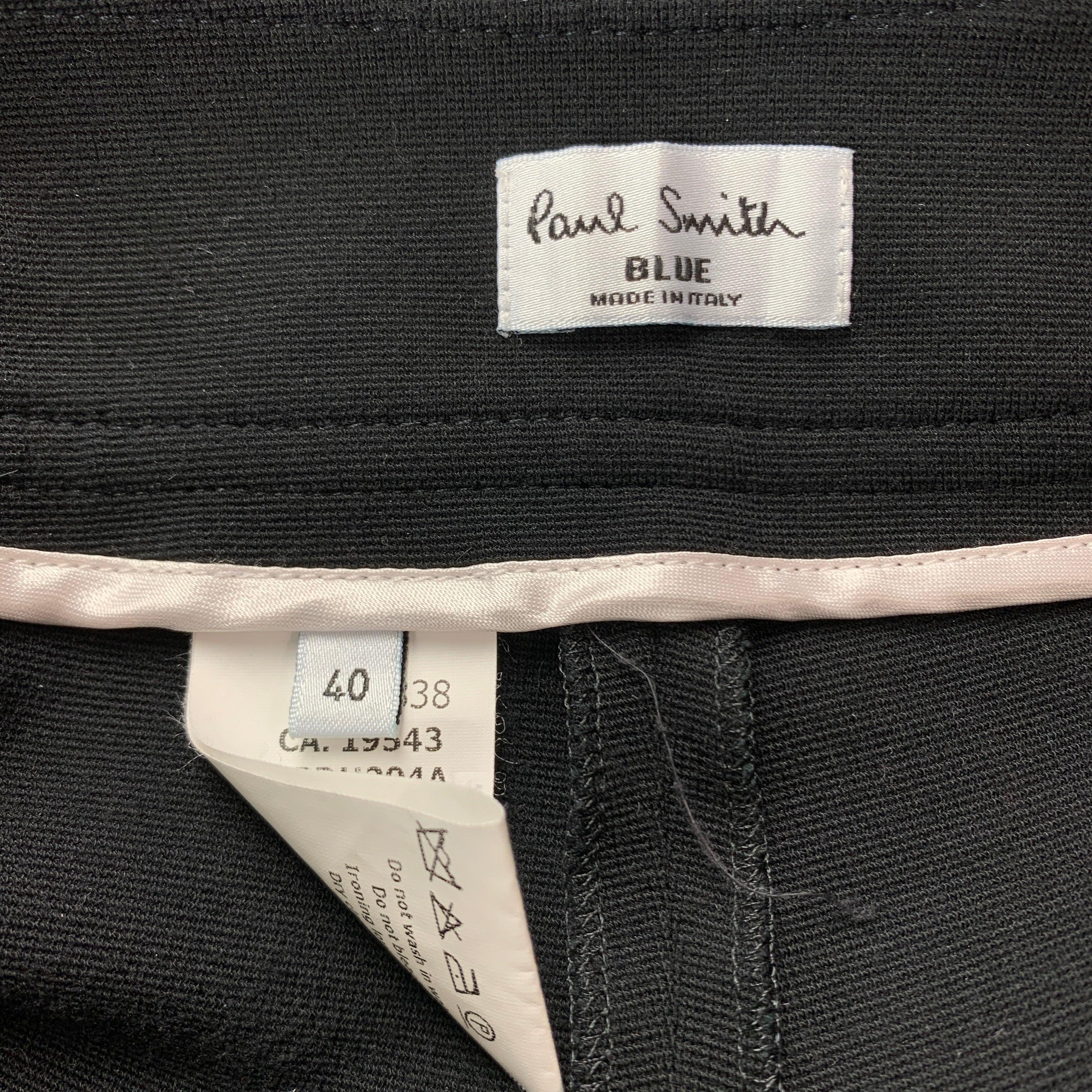 PAUL SMITH Blue Size 4 Black Rayon Blend Cropped Leggings In Good Condition In San Francisco, CA