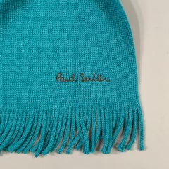 PAUL SMITH écharpe à franges en laine vierge bleu sarcelle