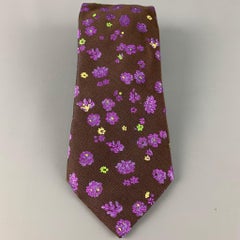 Cravate en soie à fleurs violettes de PAUL SMITH Brown
