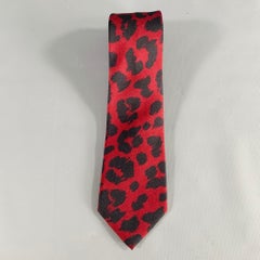 PAUL SMITH Burgundy Black Animal Print Silk Tie