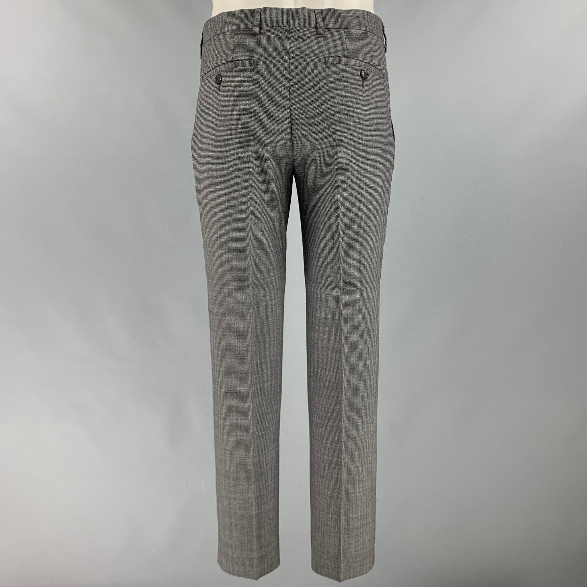 PAUL SMITH Chest Size 38 Grey Black Basketweave Wool Suit For Sale 1
