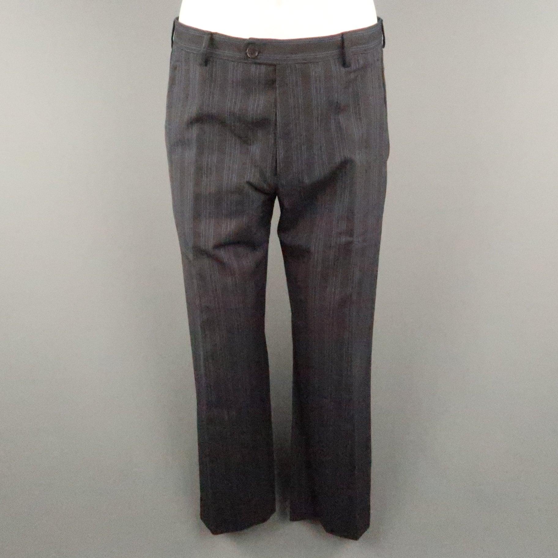 PAUL SMITH Chest Size 40 Gray & Blue Stripe Viscose Notch Lapel 34 30 Suit For Sale 4