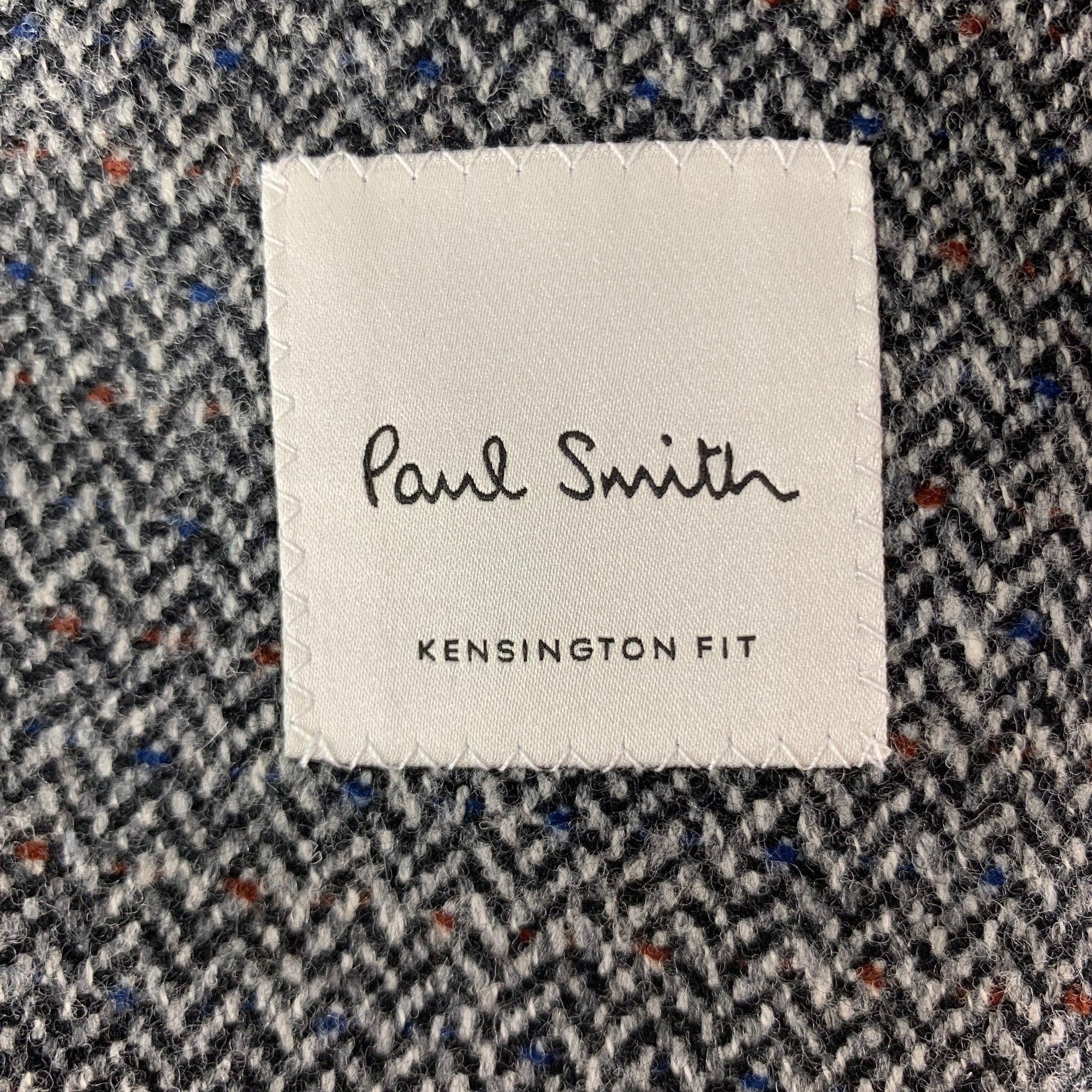 PAUL SMITH Chest Size 40 Grey Black Herringbone Wool / Cashmere Sport Coat 3
