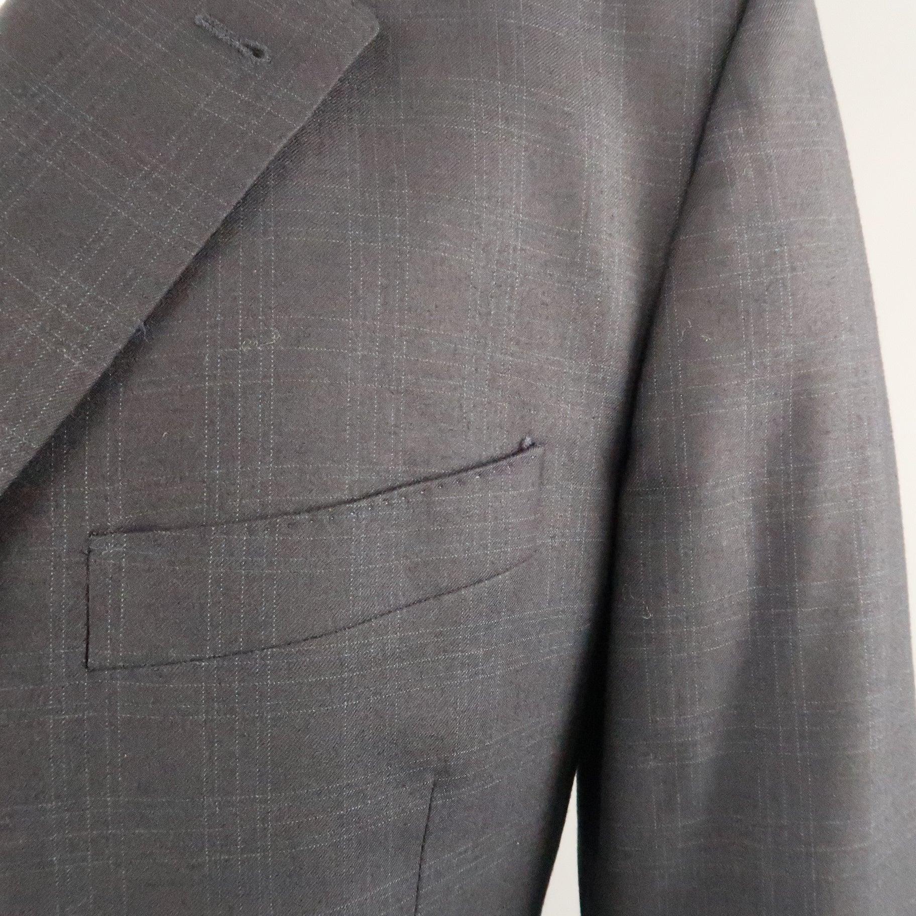 PAUL SMITH Chest Size 42 Charcoal Plaid Wool Notch Lapel 34 32 Suit For Sale 2