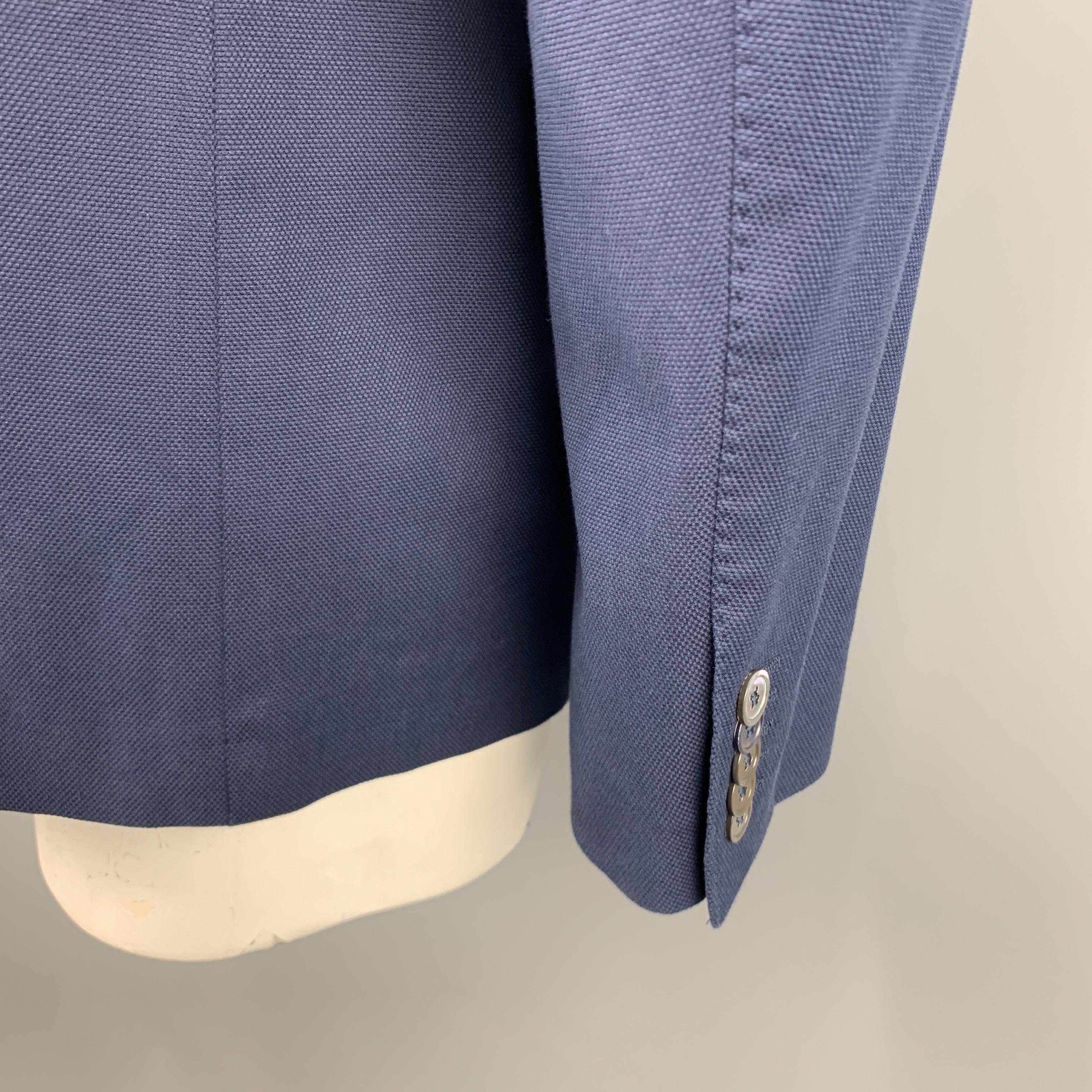 PAUL SMITH Chest Size 44 Woven Navy Cotton Elastane Notch Lapel Sport Coat For Sale 1