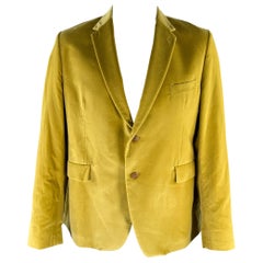 PAUL SMITH Chest Size 46 Regular Yellow Velvet Cotton Blend Sport Coat