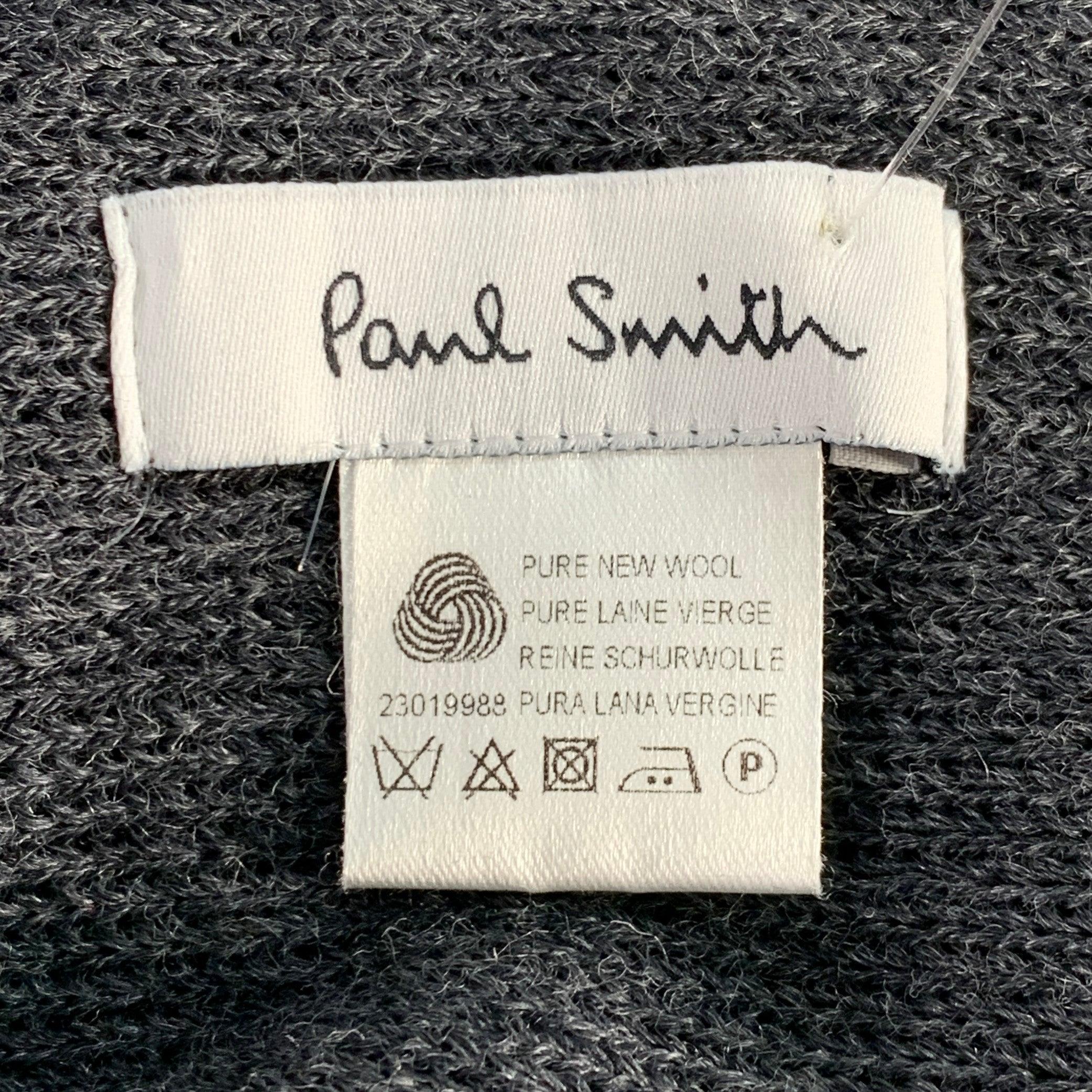 Sciarpa con frange in maglia di lana ricamata grigio-blu di Paul Smith In condizioni buone in vendita a San Francisco, CA