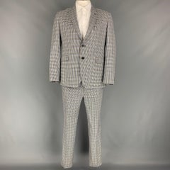 PAUL SMITH Kensington Fit Size 42 White Blue Gingham Wool/Silk Notch Lapel Suit
