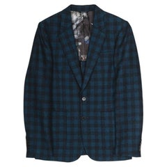 Blazer à carreaux Paul Smith pour homme, bleu marine et noir, laine et coton, taille M