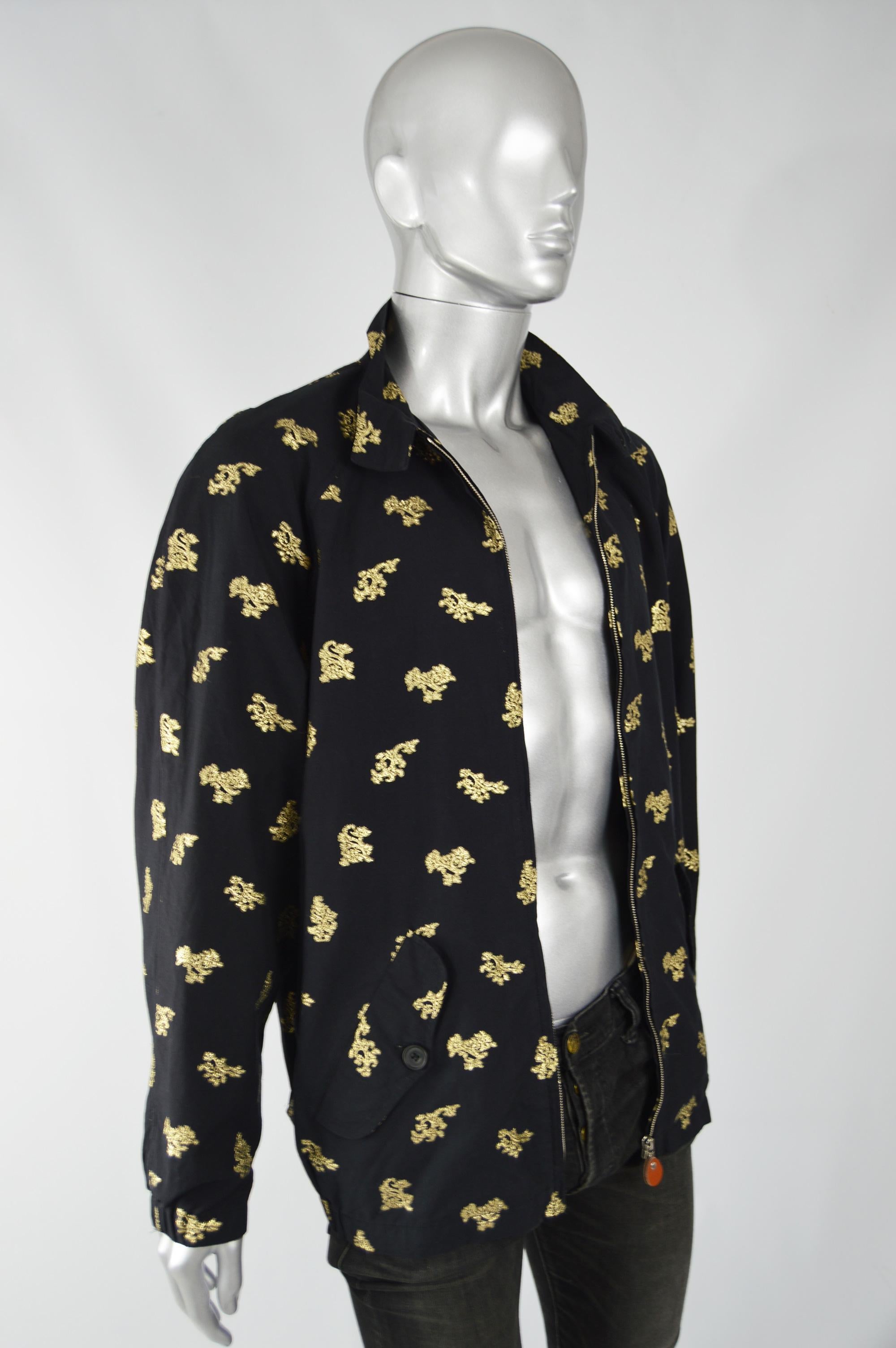 Black Paul Smith Men's Gold Brocade Harrington Jacket For Sale