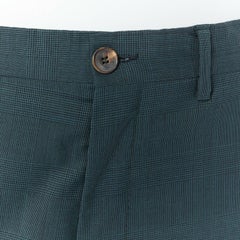 PAUL SMITH men's green check plaid pleat cuff tailor straight leg trousers UK32