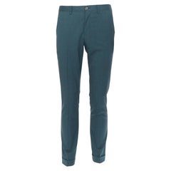 PAUL SMITH men's green check plaid pleat cuff tailor straight leg trousers UK32