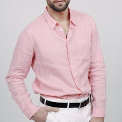 Paul Smith Men's Pink Linen Shirt Size L - Excellent Condition