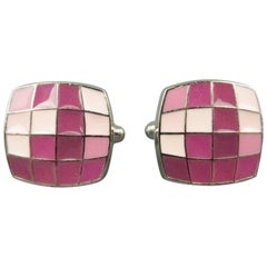 Paul Smith Men's Silver Tone Metal Purple Enamel Disco Balls Cuff Links