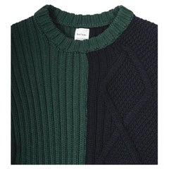 Paul Smith Men's Thick-Knit Merino Wool Sweater L Blue-Green Italy