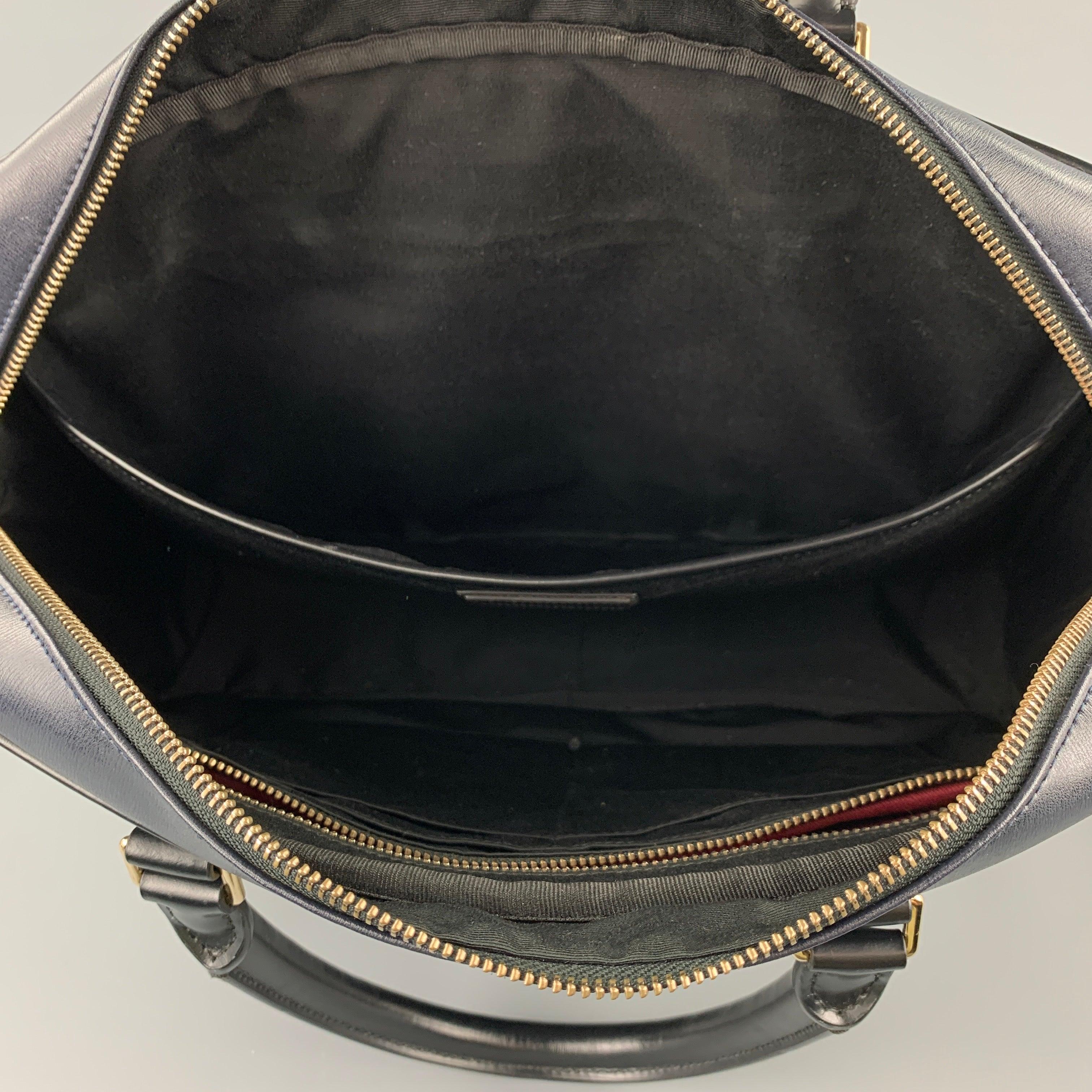 PAUL SMITH Navy & Black Leather Shoulder Strap Briefcase Bag For Sale 2