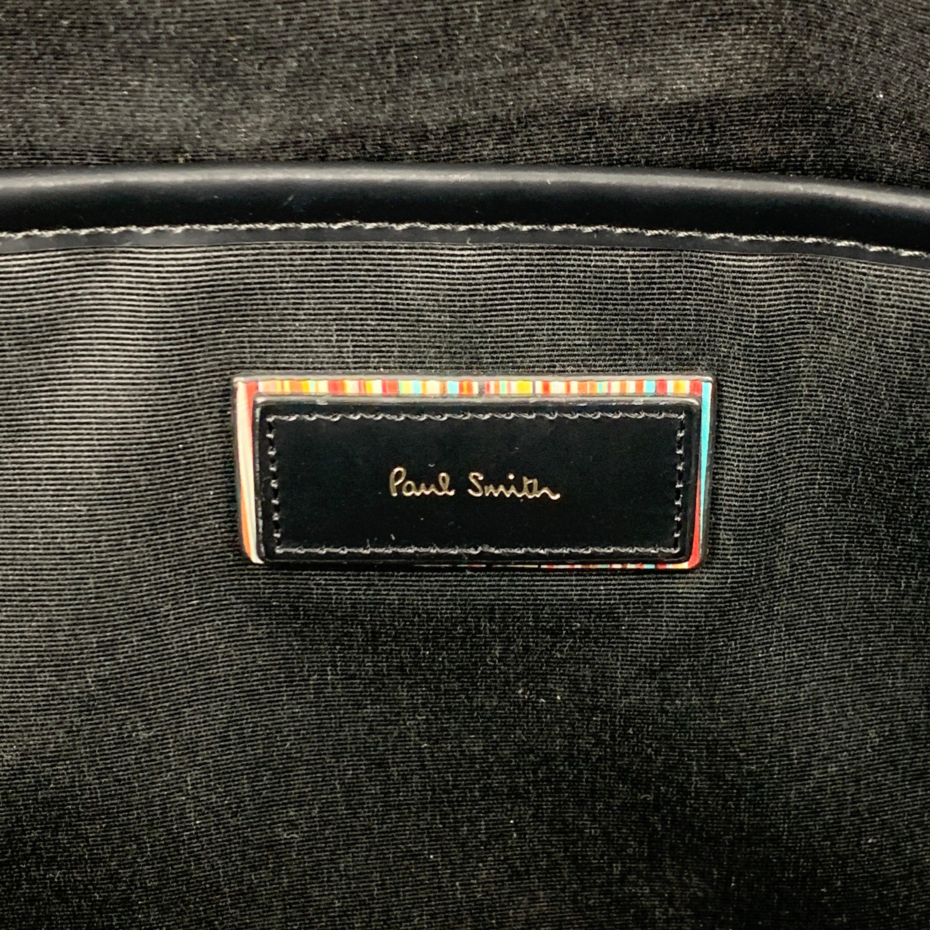 PAUL SMITH Navy & Black Leather Shoulder Strap Briefcase Bag For Sale 3