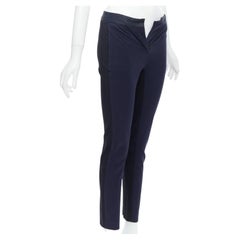 Paul Smith pantaloni in misto cotone navy con stampa a griglia nera IT38 XS