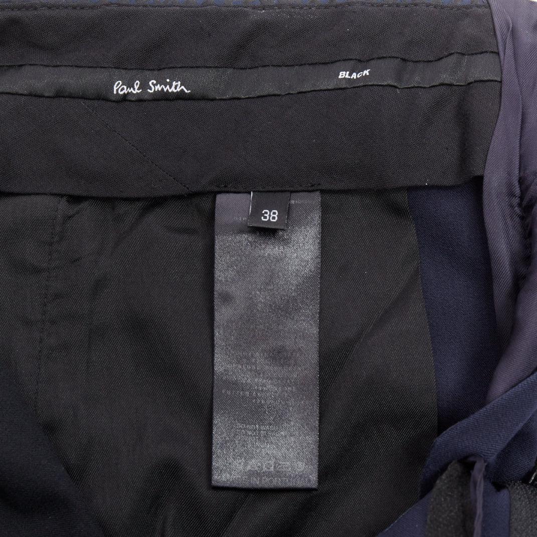 Paul Smith pantaloni in misto cotone navy con stampa a griglia nera IT38 XS in vendita 3