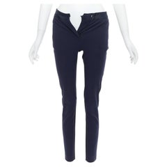 Paul Smith pantaloni in misto cotone navy con stampa a griglia nera IT38 XS