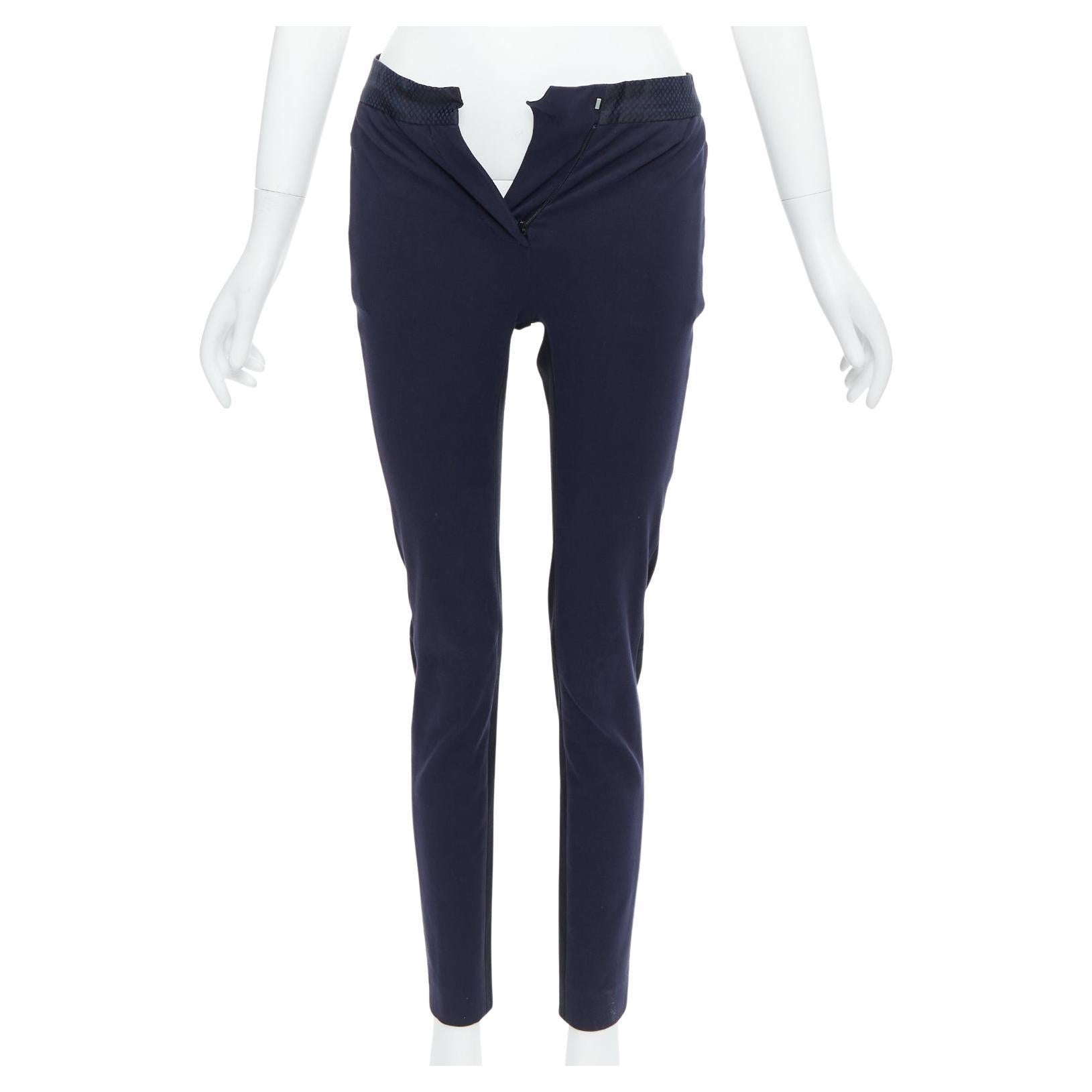 PAUL SMITH navy cotton blend black grid print waistband trousers IT38 XS