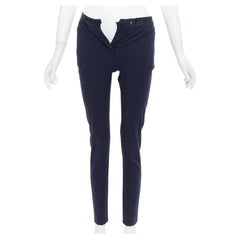 PAUL SMITH pantalon en coton mélangé marine imprimé quadrillé noir à la taille IT38 XS