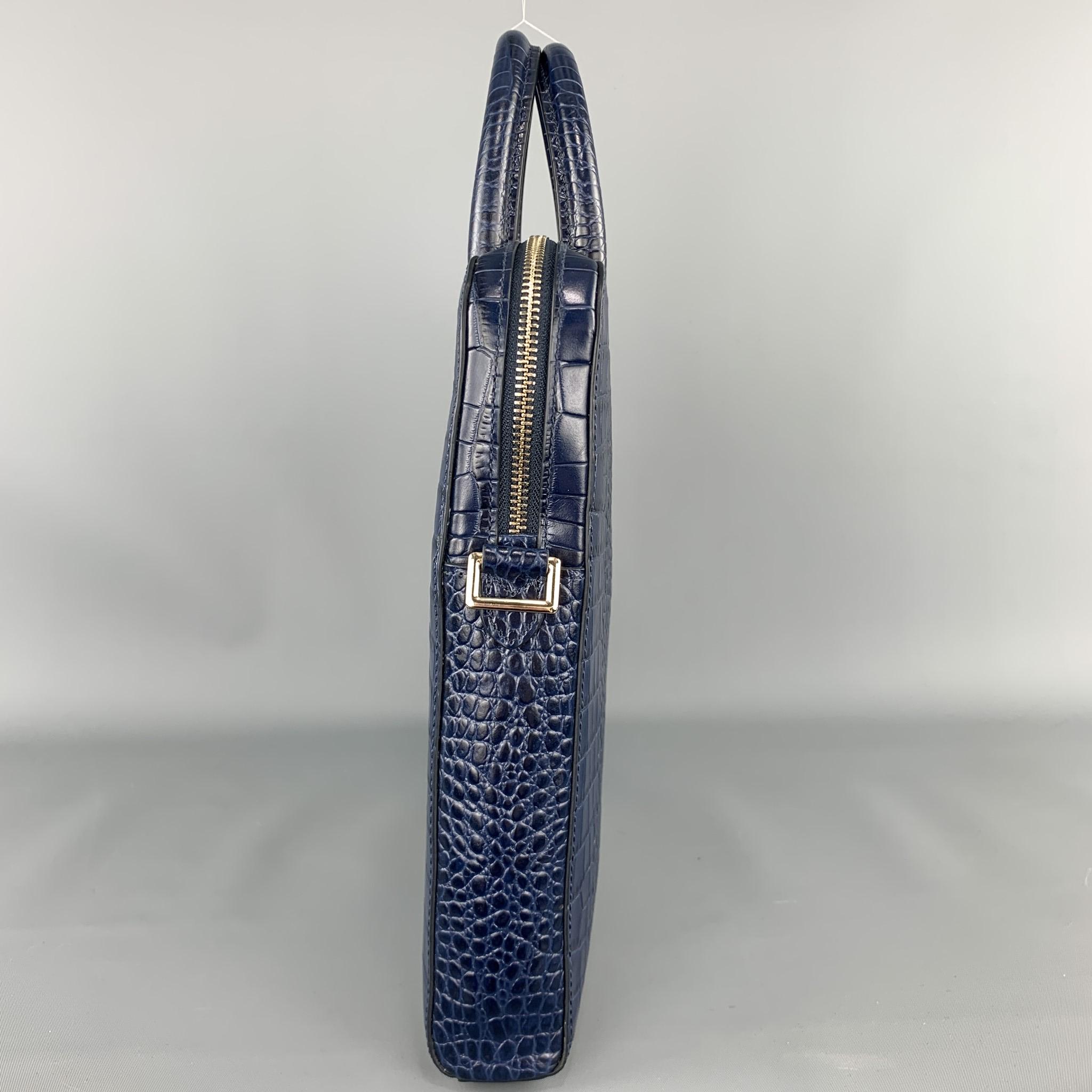 blue leather laptop bag