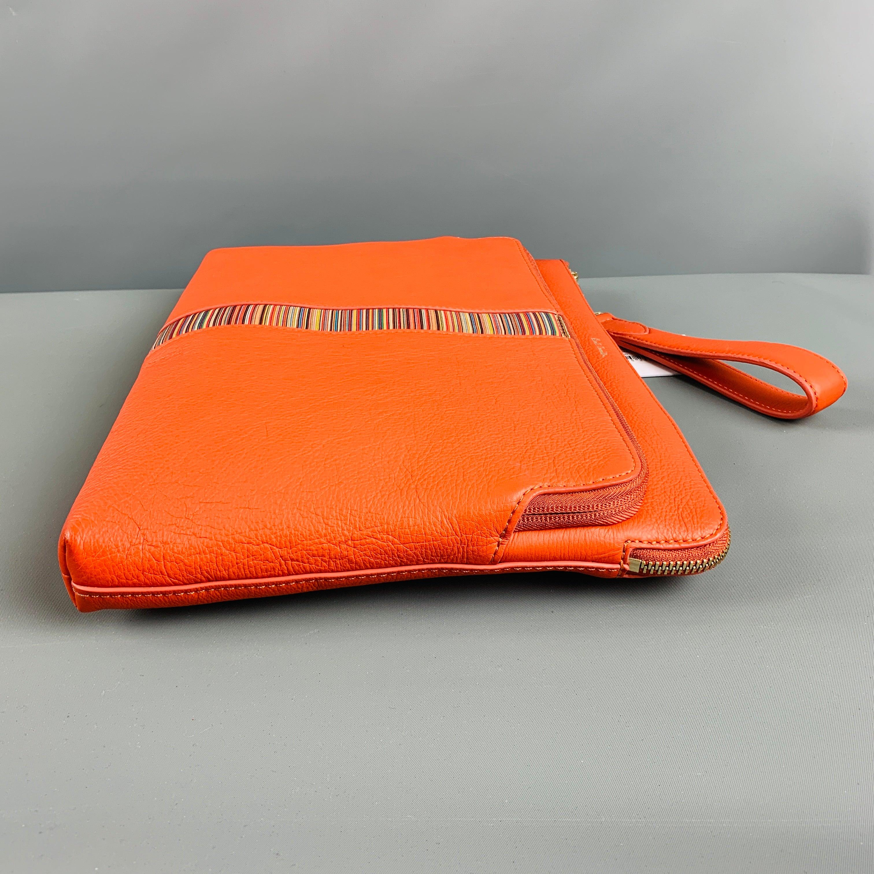 Men's PAUL SMITH Orange Solid Leather Document Holder Bags
