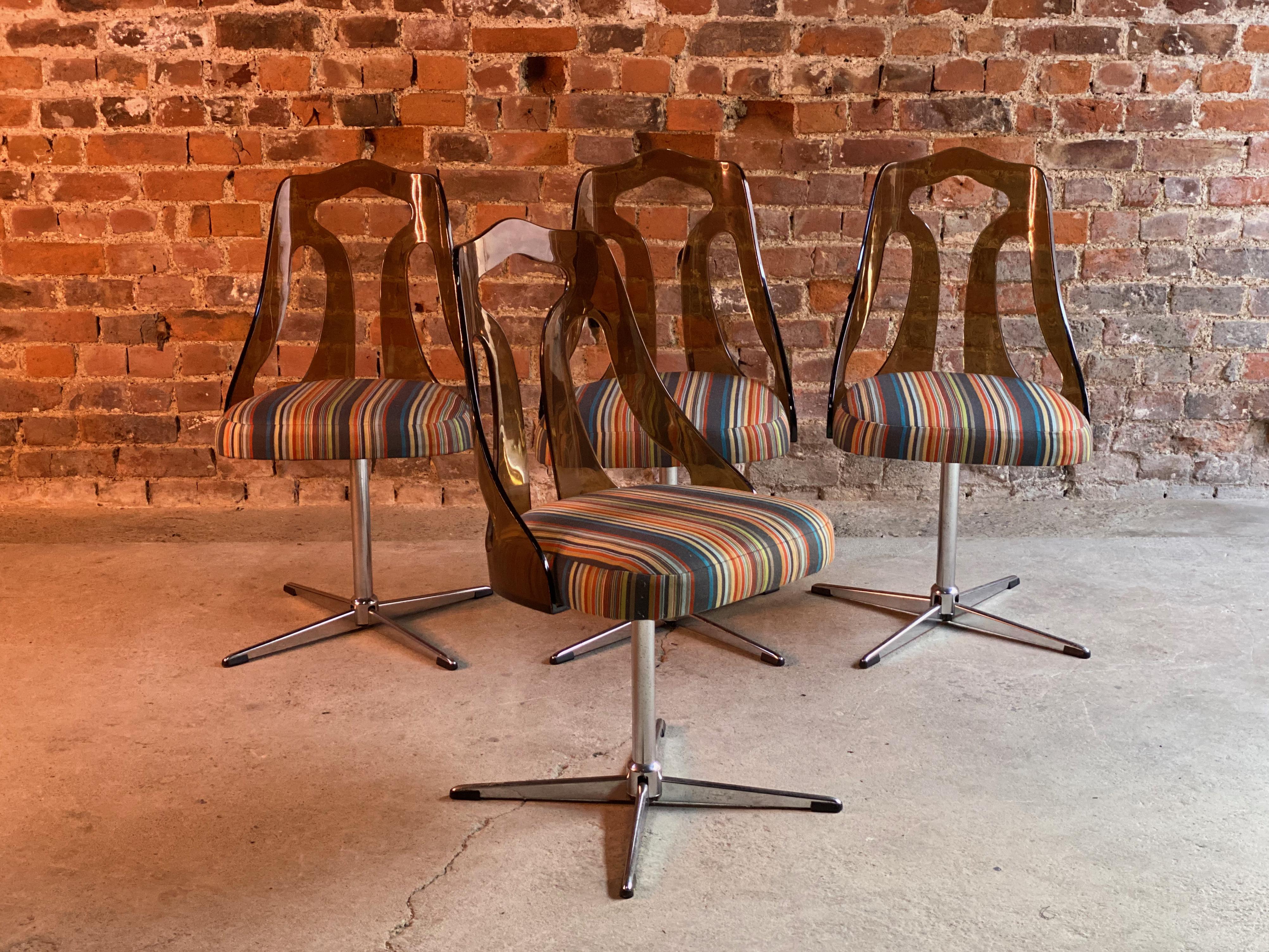 Lacquered Paul Smith Ottoman Maharam Dining Chairs Set of Four circa 1960s Magnificent Set