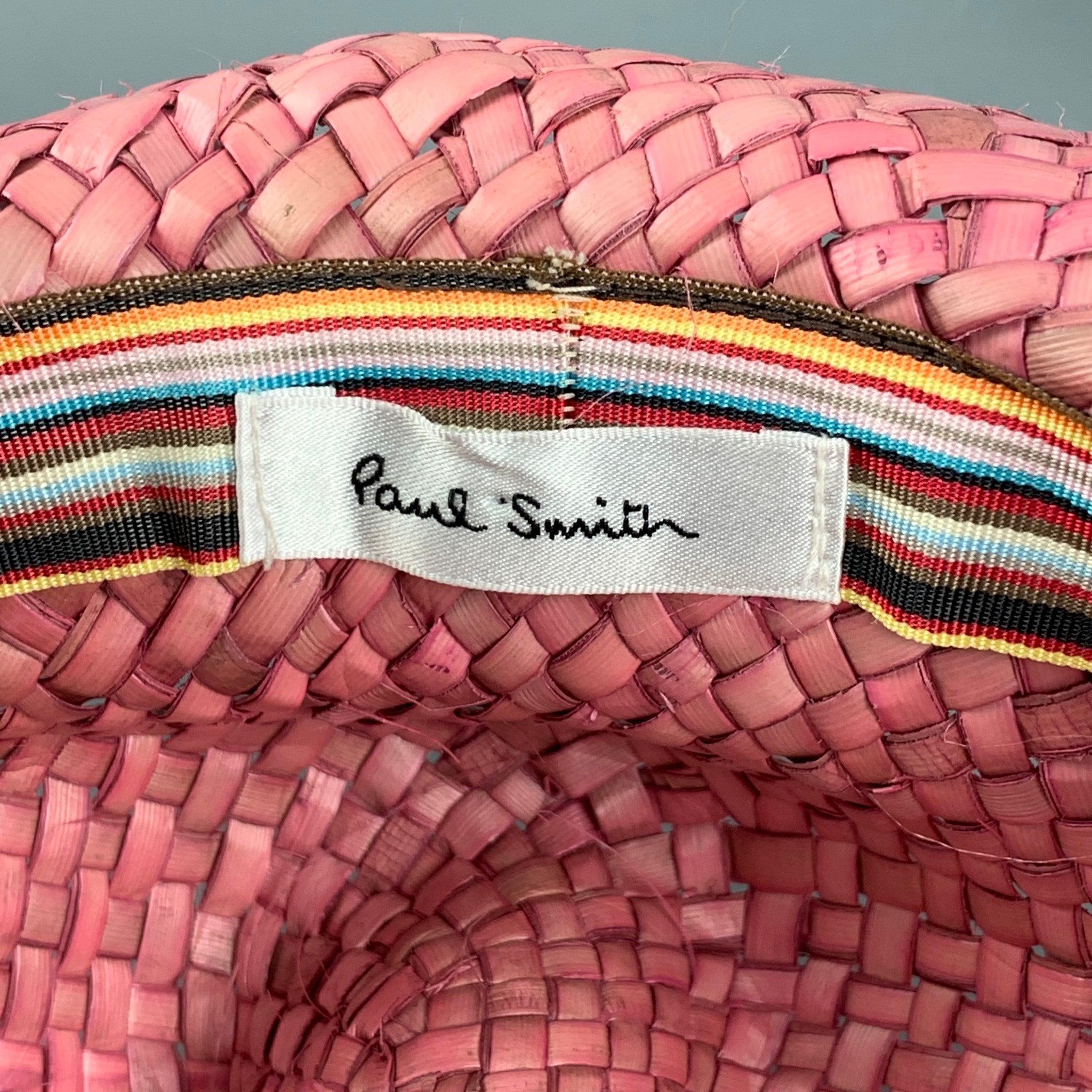 PAUL SMITH Pink Woven Straw Floral Band Hat 1