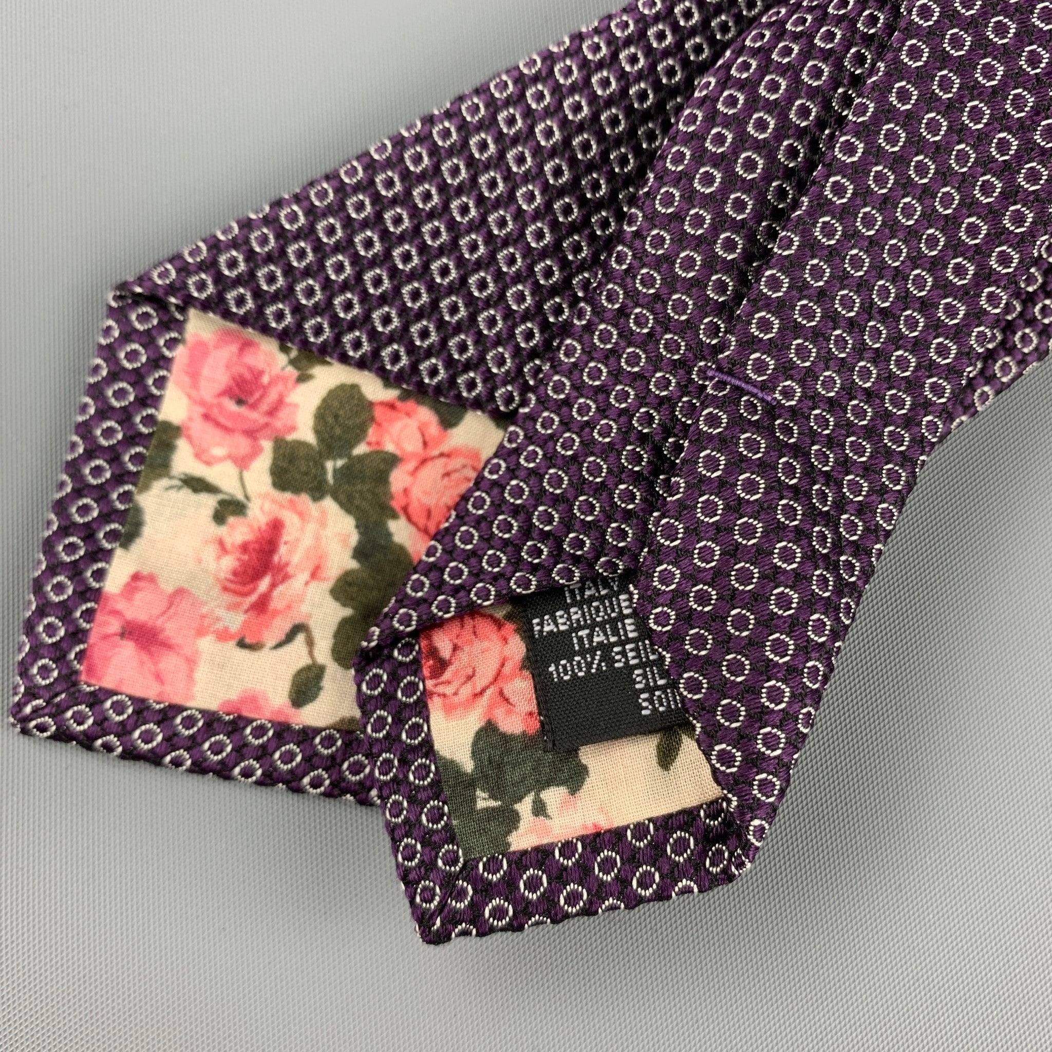 PAUL SMITH Purple Dot Silk Tie In Good Condition For Sale In San Francisco, CA