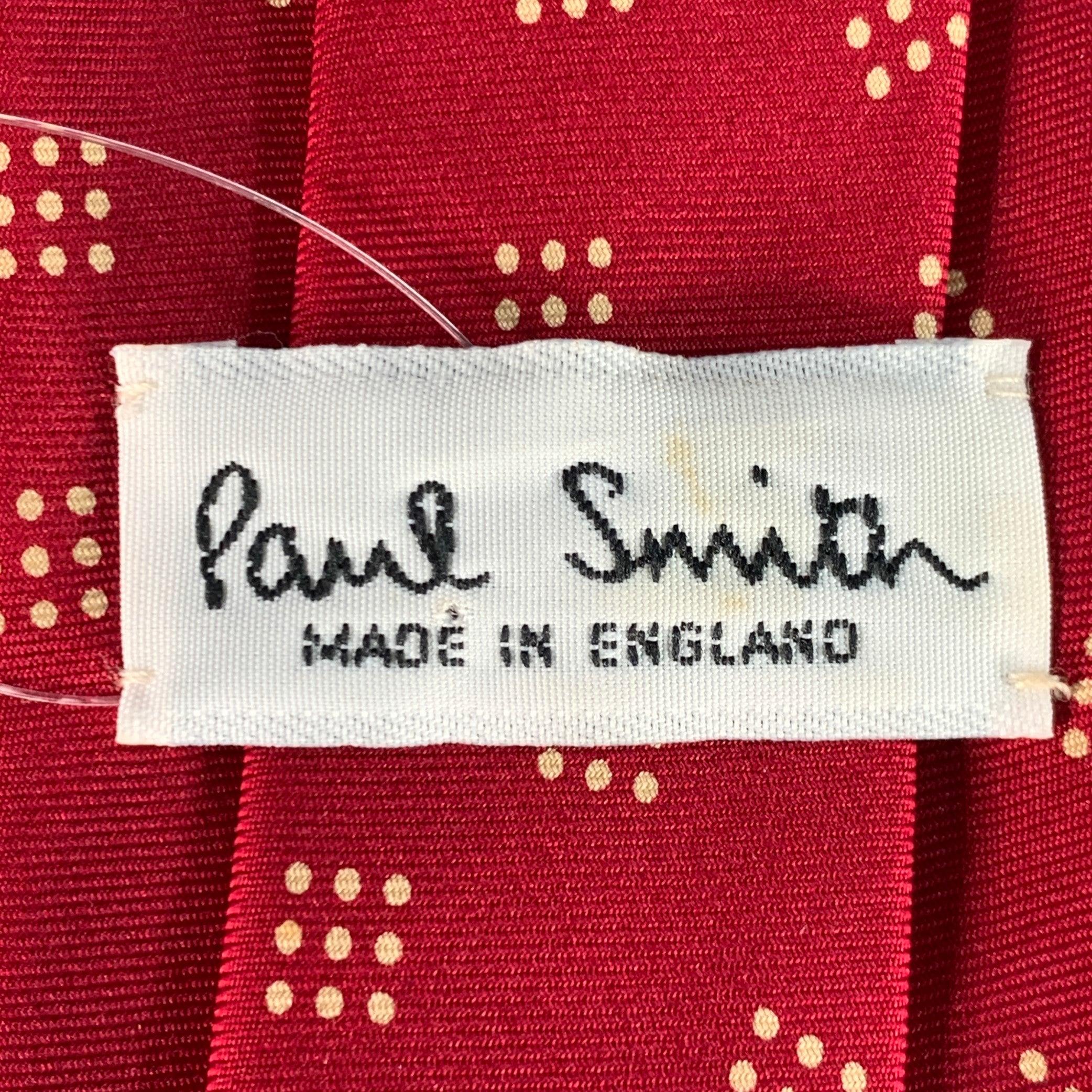 PAUL SMITH Red Beige Dots Silk Tie In Good Condition For Sale In San Francisco, CA
