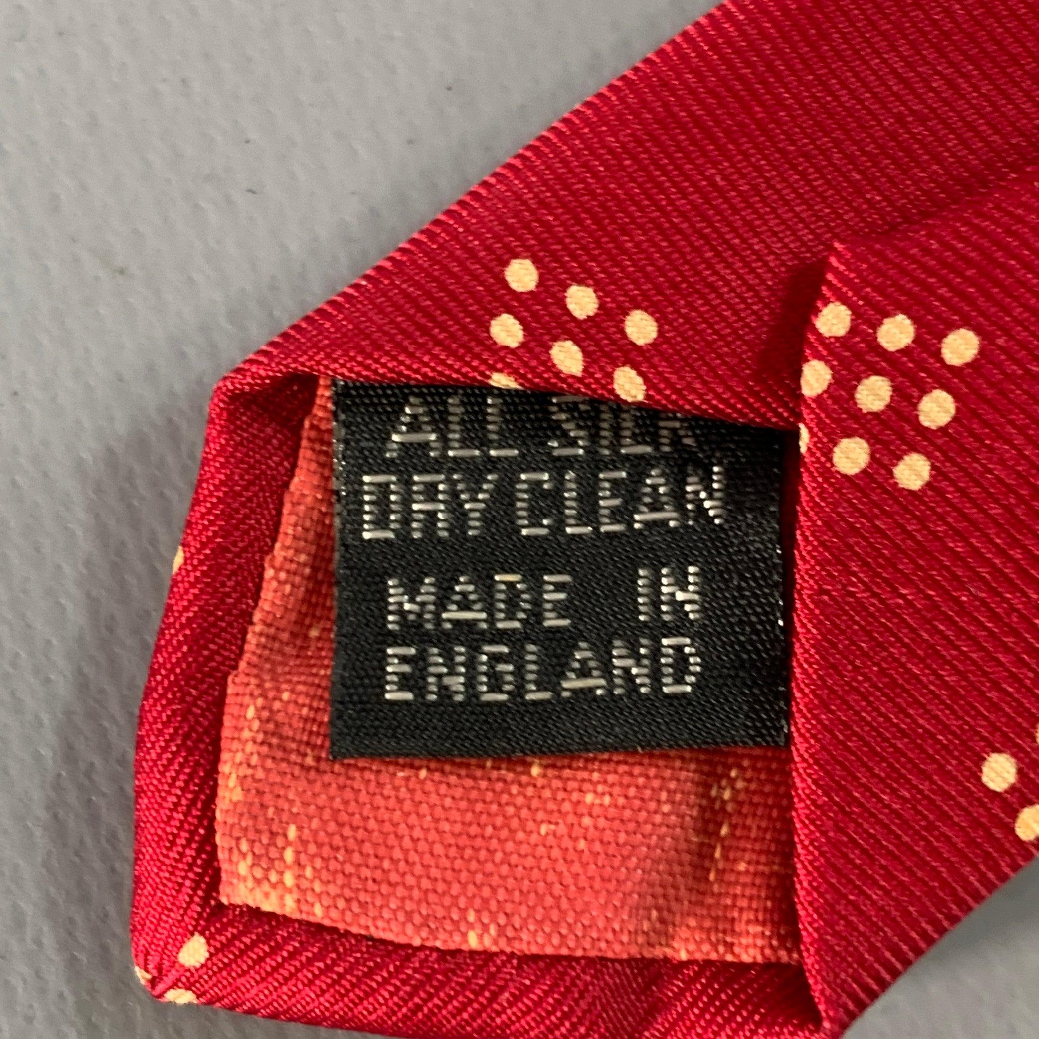 Men's PAUL SMITH Red Beige Dots Silk Tie For Sale