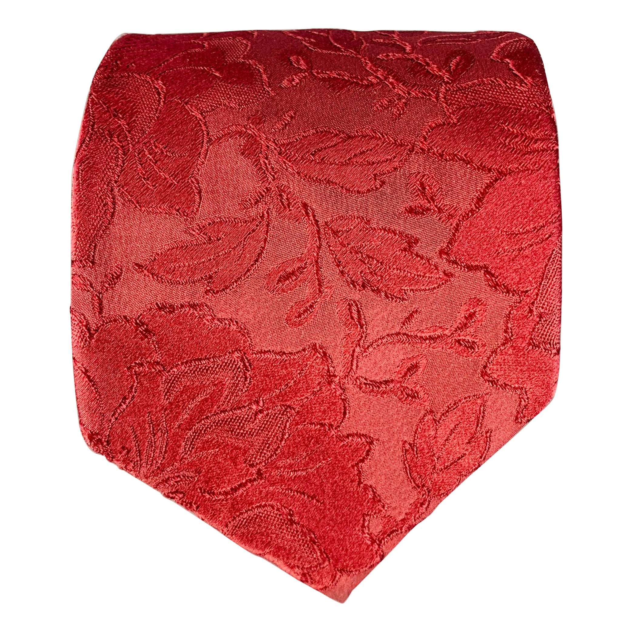 PAUL SMITH Red Burgundy Floral Jacquard Silk Tie