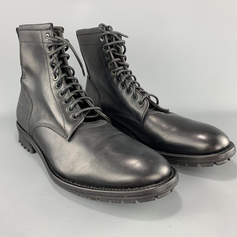 PAUL SMITH RED EAR Size 12 Black Leather Lace Up Boots at 1stDibs