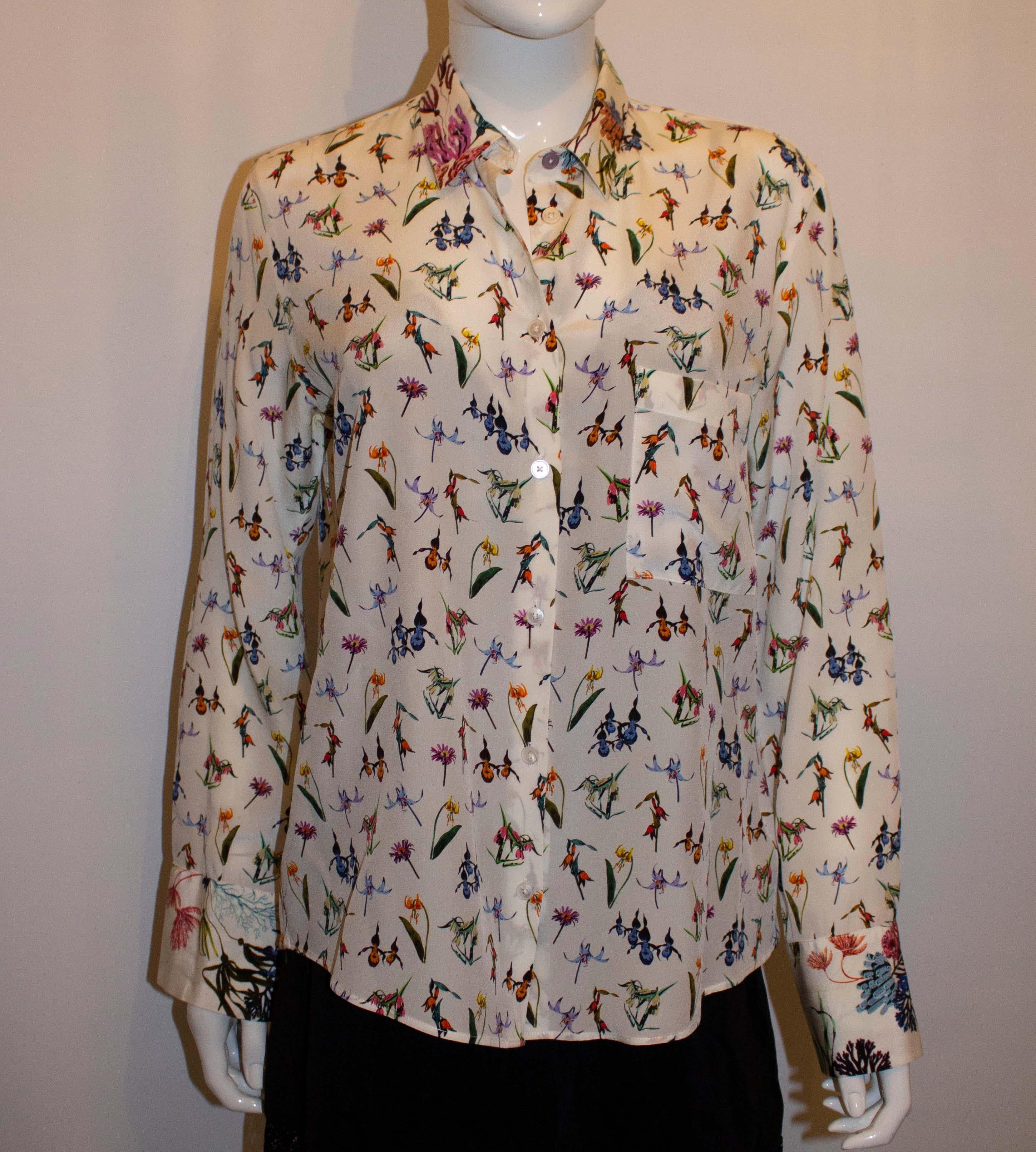 floral silk blouse