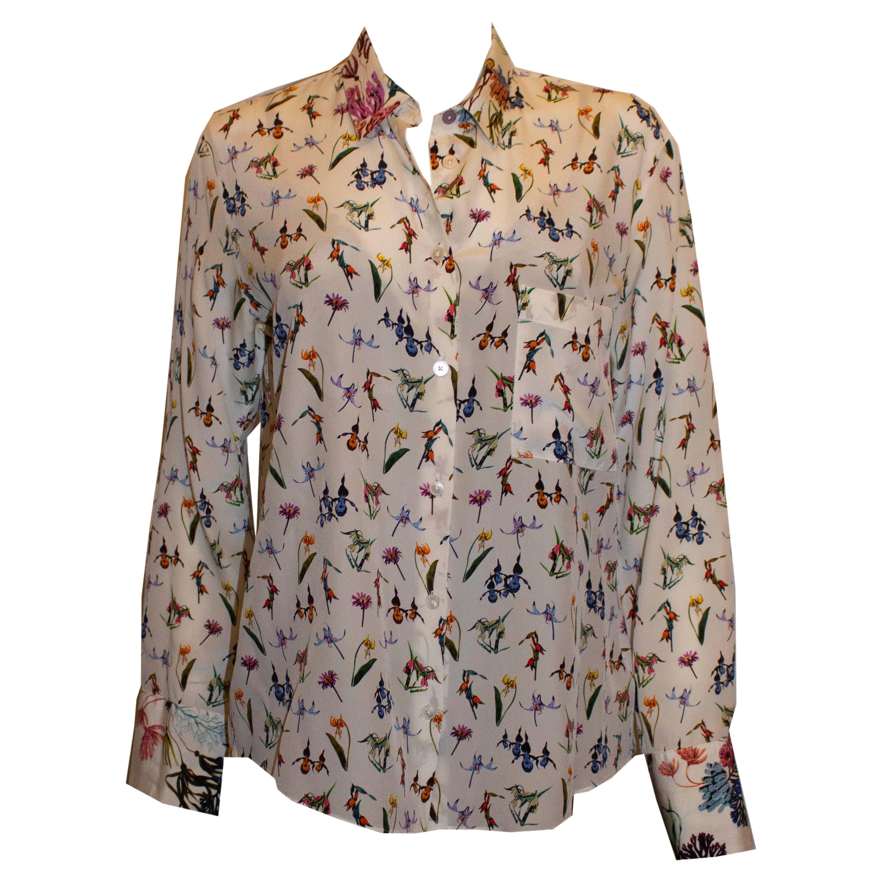 Paul Smith Silk Blouse with Floral Print For Sale