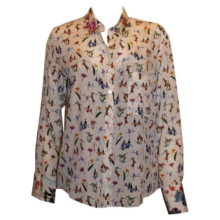 Paul Smith Silk Blouse with Floral Print For Sale at 1stDibs