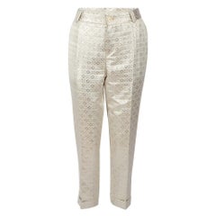 Paul Smith Silver Jacquard Cuffed Crop Trousers Size M Paul Smith Silver Jacquard Cuffed Crop Trousers Size M