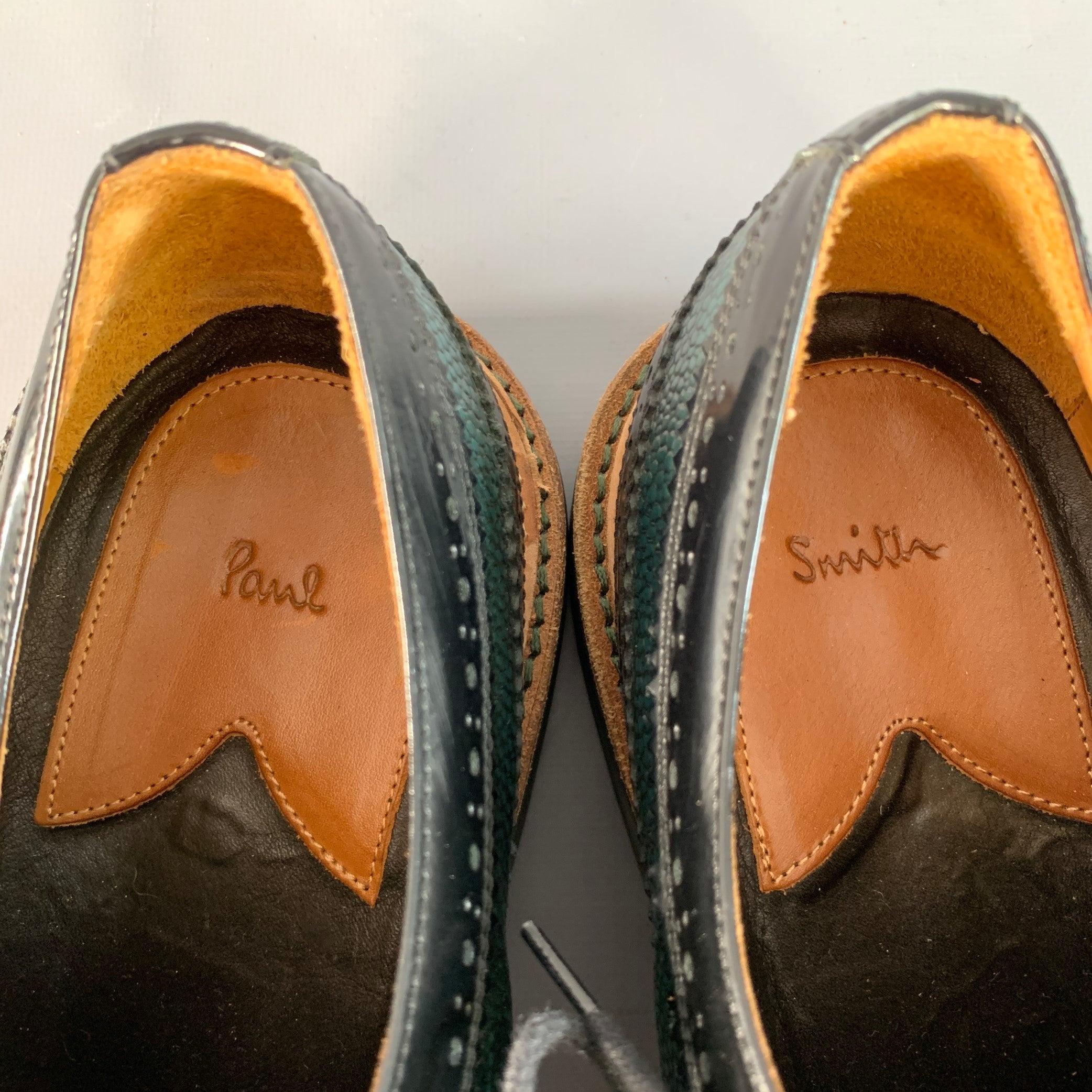 Paul Smith taglia 10 Nero Verde Traforato in pelle di ciottoli Up&Up in vendita 3