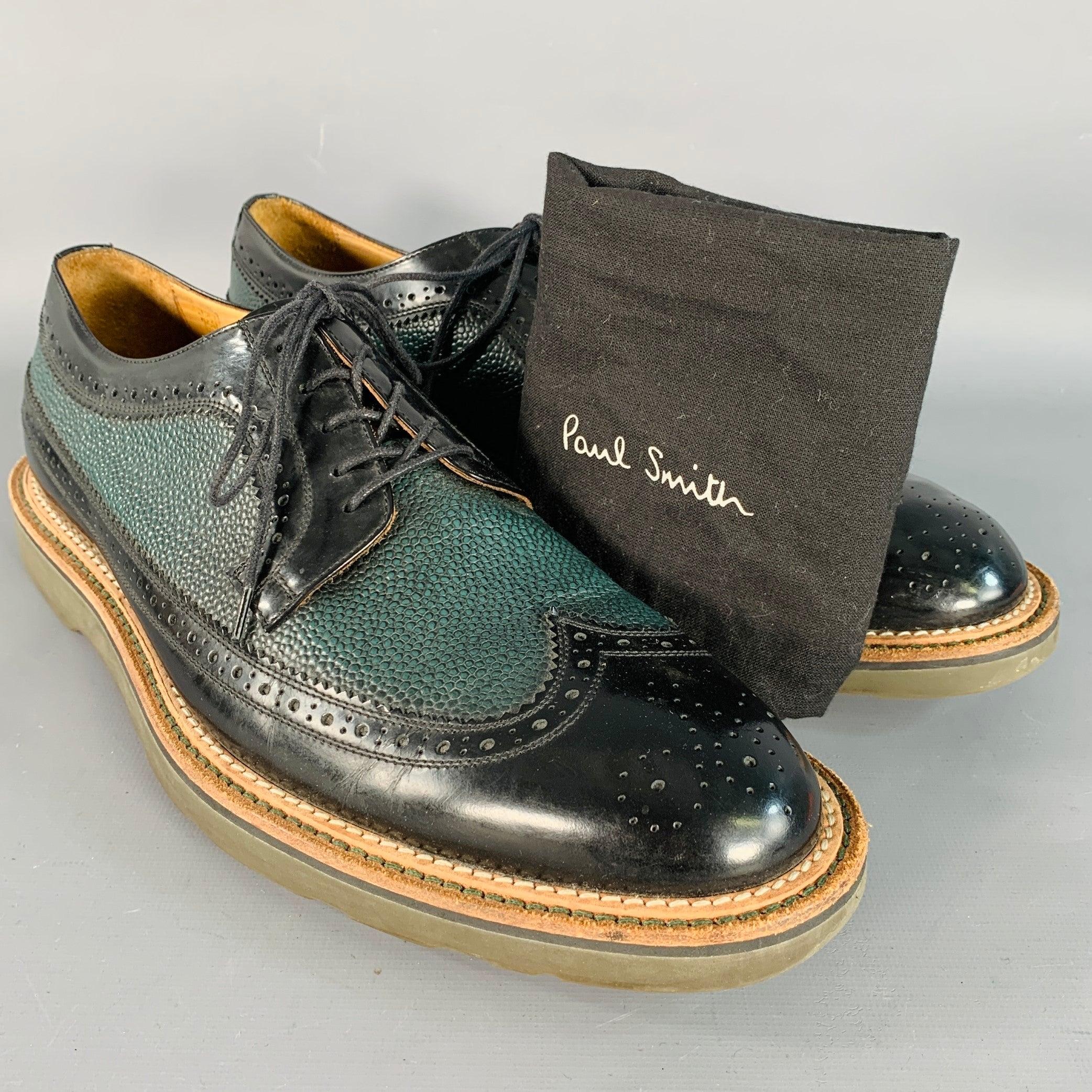 Paul Smith taglia 10 Nero Verde Traforato in pelle di ciottoli Up&Up in vendita 5