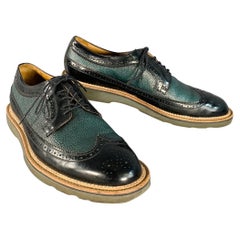 Paul Smith taglia 10 Nero Verde Traforato in pelle di ciottoli Up&Up