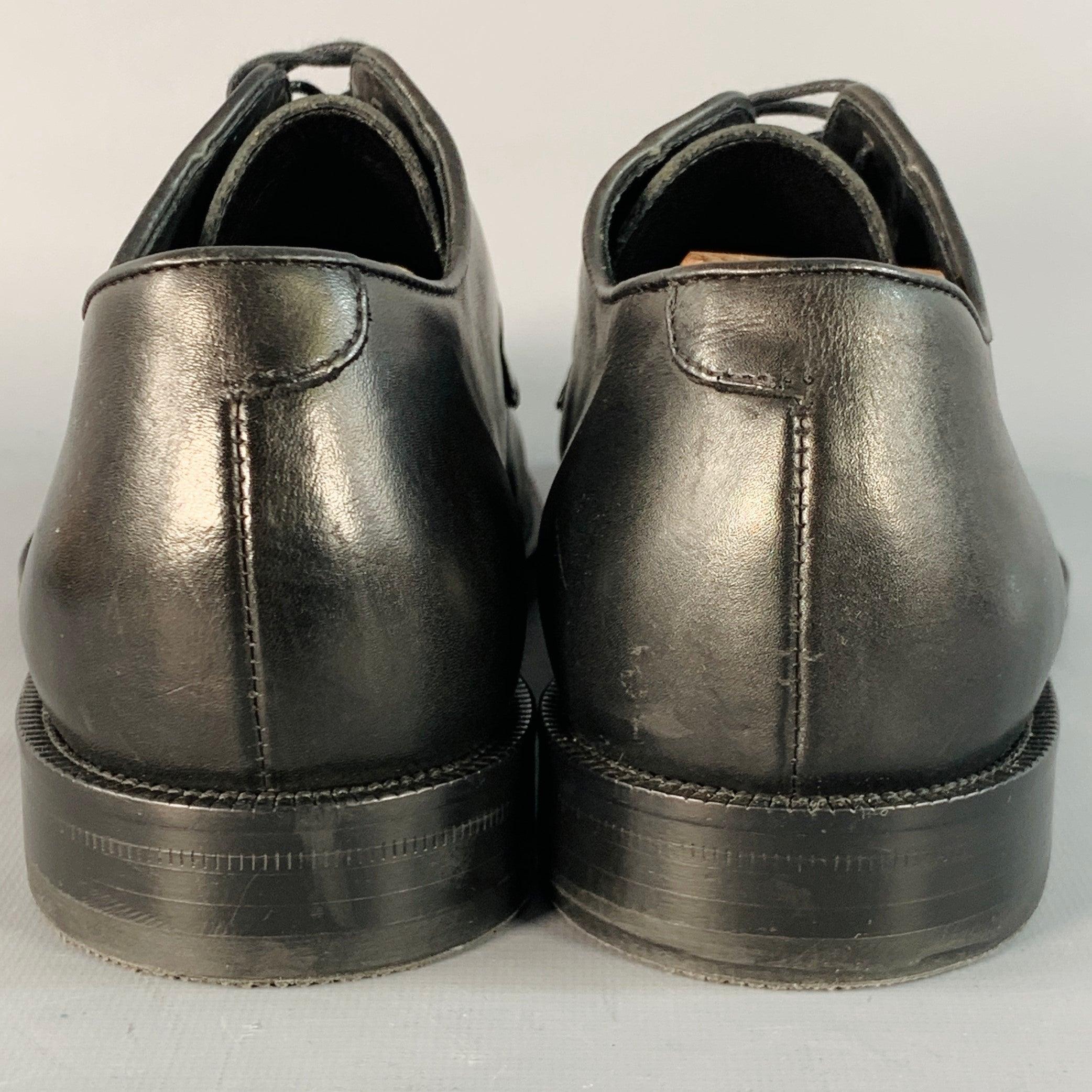 Noir PAUL SMITH Taille 10 Derby en cuir noir Chaussures de voyage à lacets souples en vente