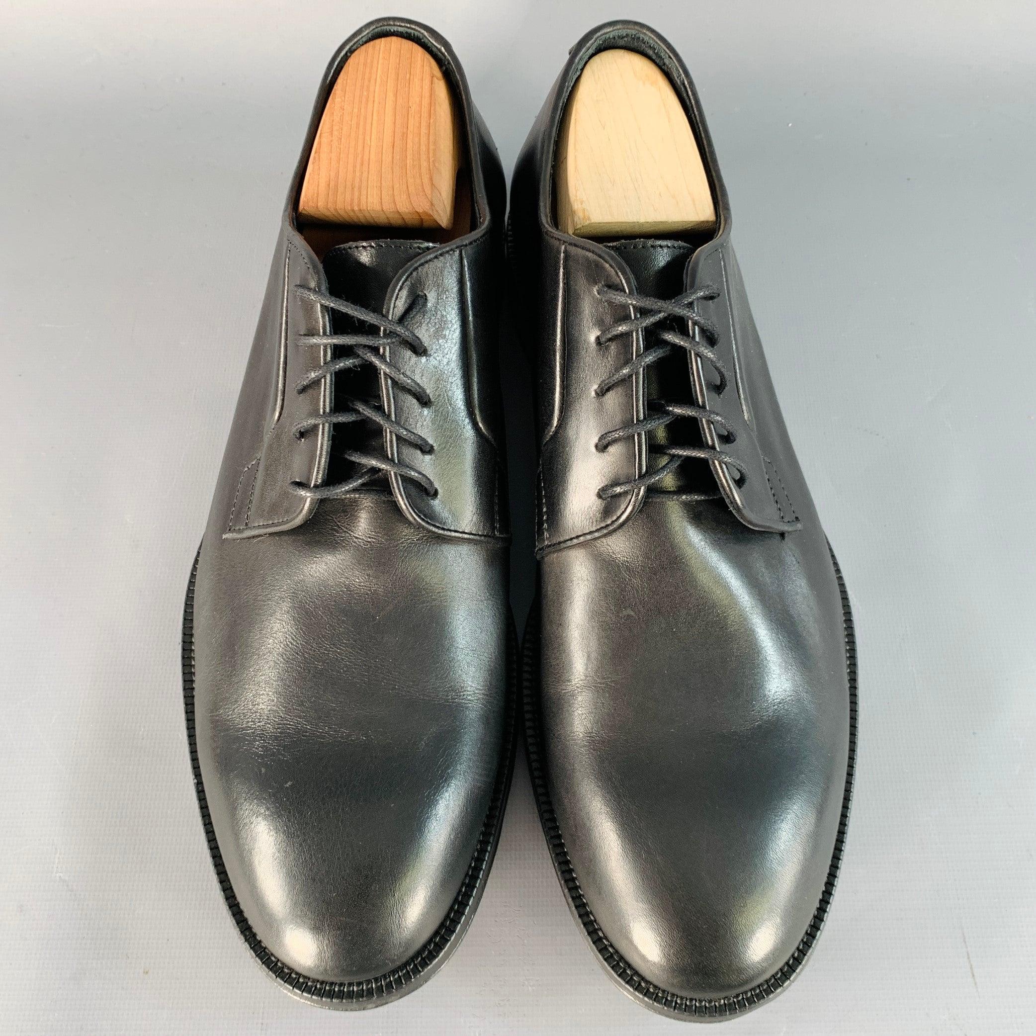 PAUL SMITH Taille 10 Derby en cuir noir Chaussures de voyage à lacets souples Bon état - En vente à San Francisco, CA