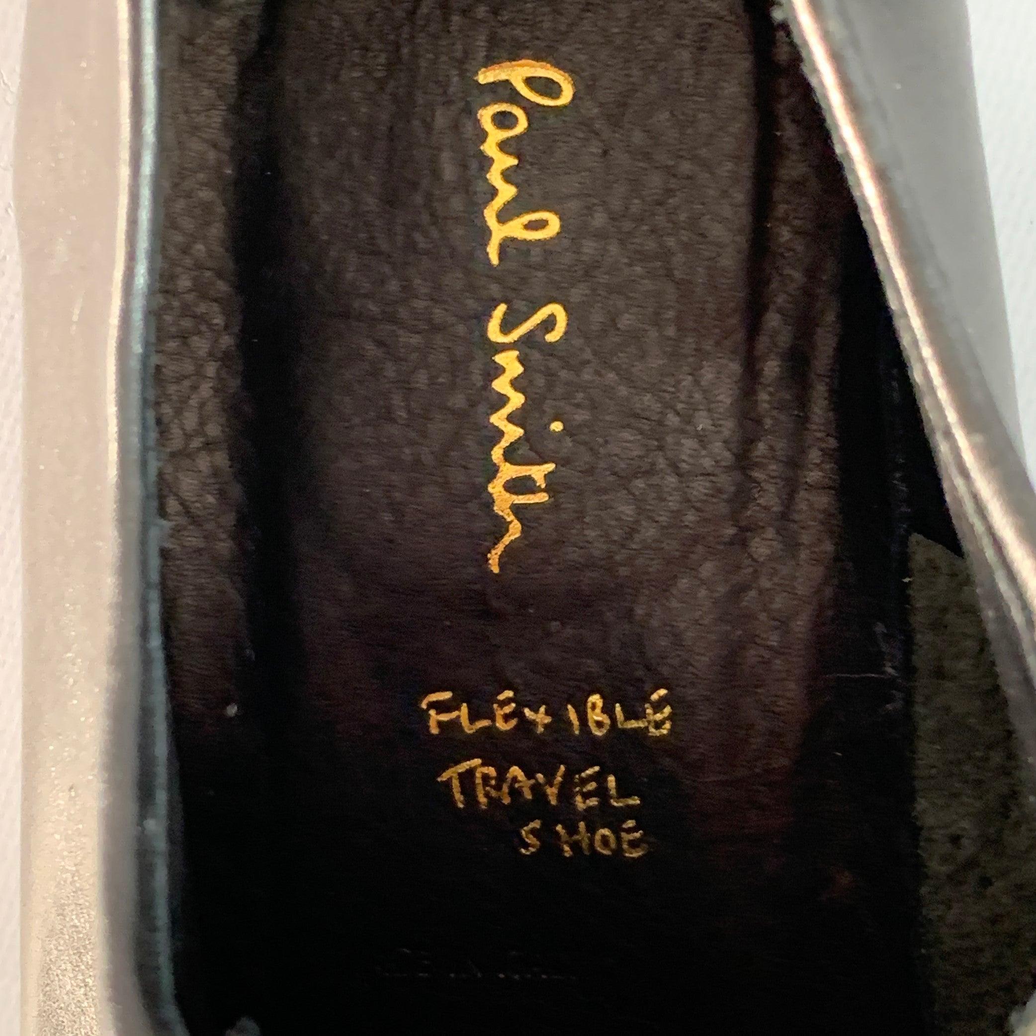 PAUL SMITH Taille 10 Derby en cuir noir Chaussures de voyage à lacets souples en vente 2