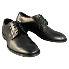 PAUL SMITH Taille 10 Derby en cuir noir Chaussures de voyage à lacets souples