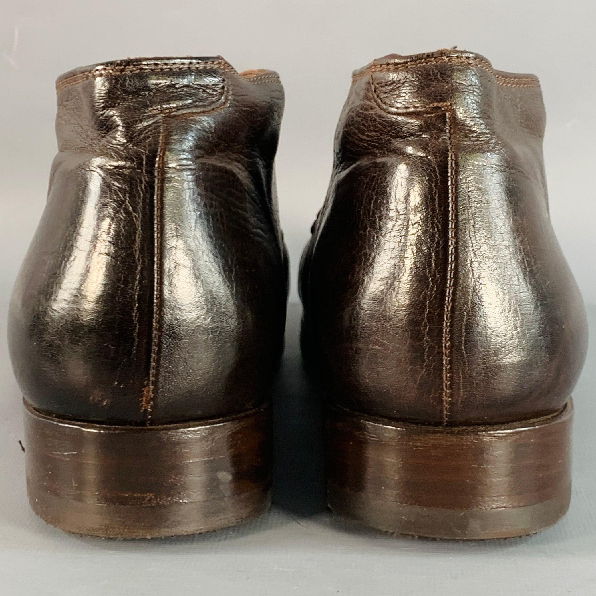 Noir PAUL SMITH Taille 10 Bottes à lacets en cuir marron en vente