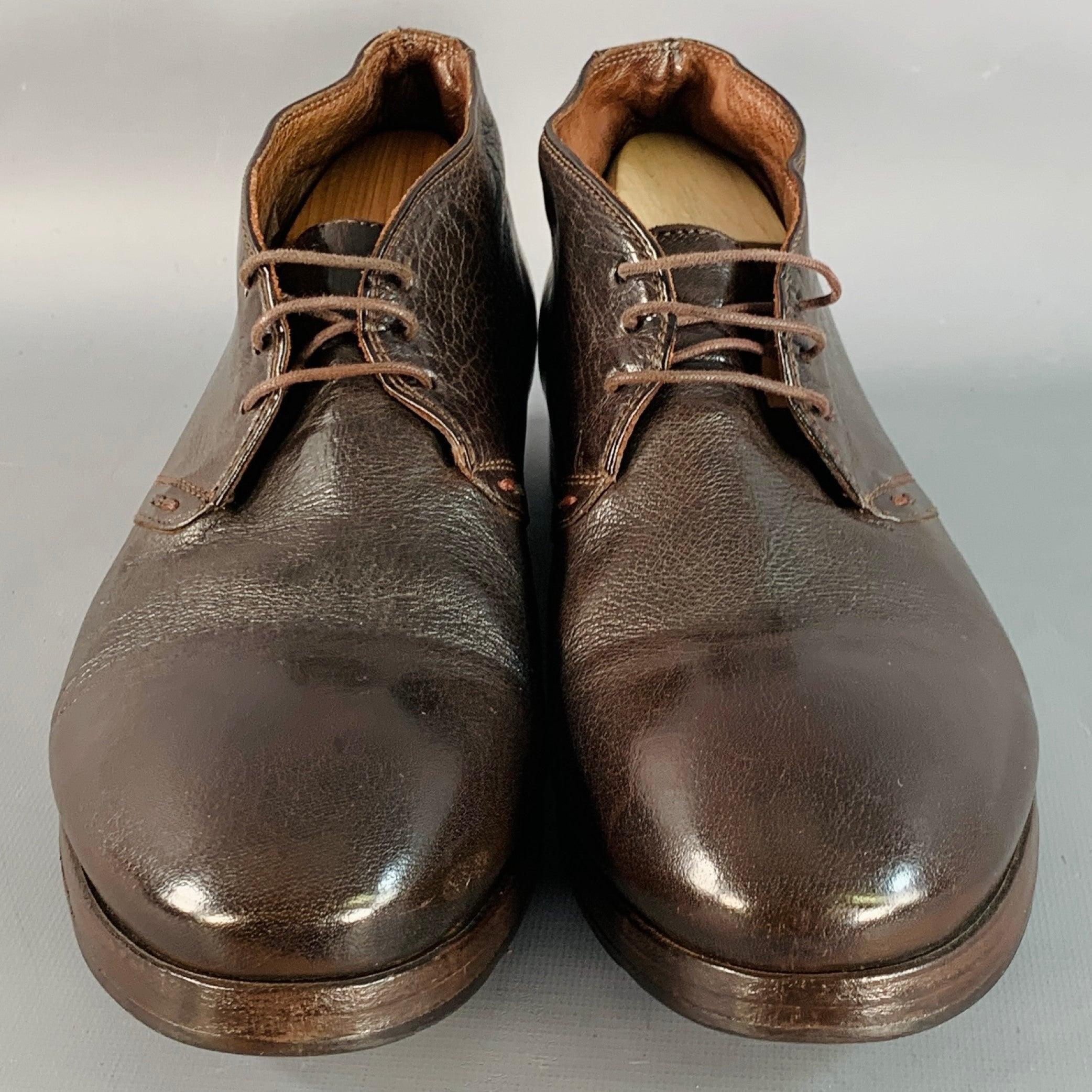 PAUL SMITH Taille 10 Bottes à lacets en cuir marron Bon état - En vente à San Francisco, CA