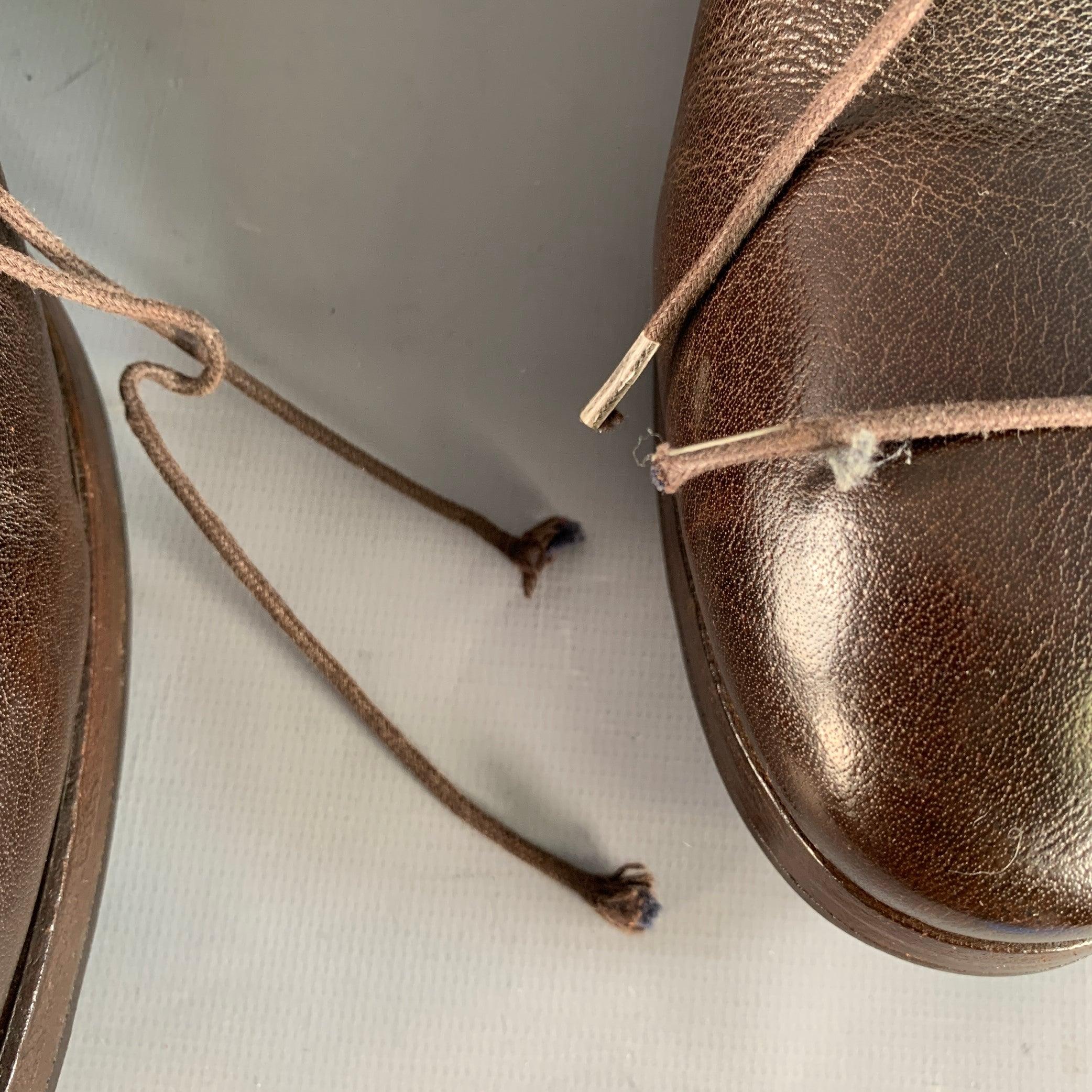 PAUL SMITH Taille 10 Bottes à lacets en cuir marron en vente 4
