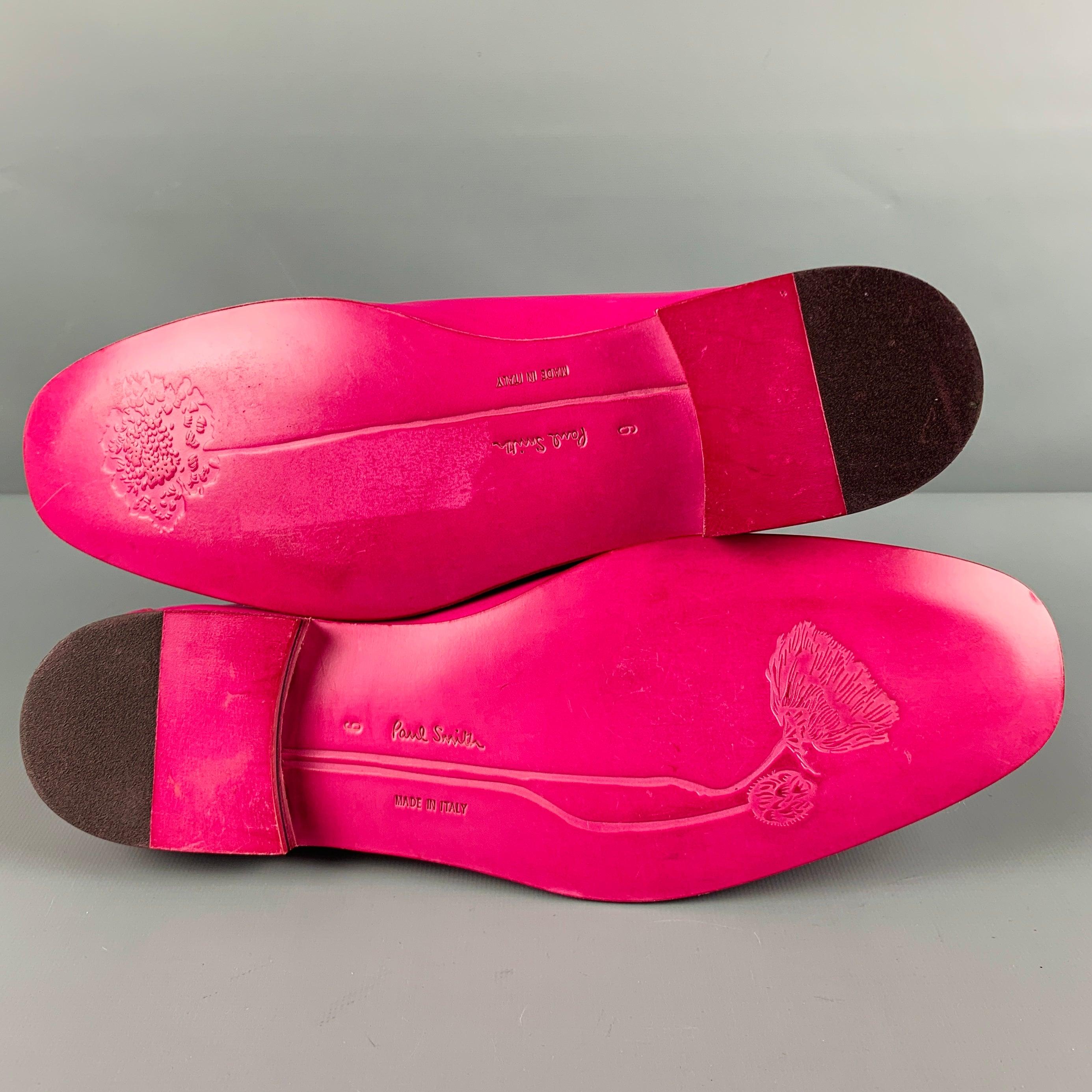 PAUL SMITH Size 10 Fuchsia Pink Leather Slip On Loafers For Sale 2